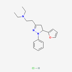 molecular formula C19H26ClN3O B12783545 Pyrazoline, 3-(2-(diethylamino)ethyl)-5-(2-furyl)-1-phenyl-, hydrochloride CAS No. 102129-21-5