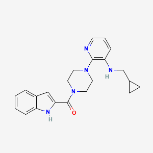 molecular formula C22H25N5O B12783551 Piperazine, 1-(3-((cyclopropylmethyl)amino)-2-pyridinyl)-4-(1H-indol-2-ylcarbonyl)- CAS No. 136816-90-5