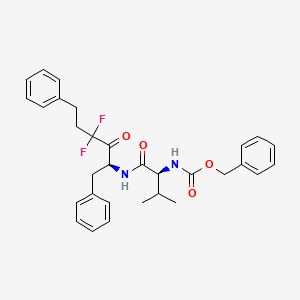 molecular formula C31H34F2N2O4 B12783555 Carbamic acid, (1-(((3,3-difluoro-2-oxo-5-phenyl-1-(phenylmethyl)pentyl)amino)carbonyl)-2-methylpropyl)-, phenylmethyl ester, (S-(R*,R*))- CAS No. 134450-34-3