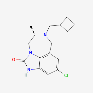 molecular formula C16H20ClN3O B12783602 Imidazo(4,5,1-jk)(1,4)benzodiazepin-2(1H)-one, 9-chloro-6-(cyclobutylmethyl)-4,5,6,7-tetrahydro-5-methyl-, (S)- CAS No. 136722-70-8