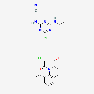 molecular formula C24H35Cl2N7O2 B12783627 Cyanazine-metolachlor mixt. CAS No. 67203-86-5