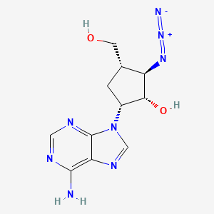 molecular formula C11H14N8O2 B12783705 Carbocyclic-3'-azido-ara-adenosine CAS No. 118237-80-2