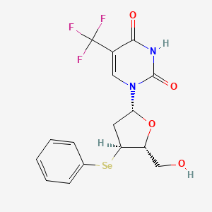 molecular formula C16H15F3N2O4Se B12783758 Thymidine, alpha,alpha,alpha-trifluoro-3'-Se-phenyl-3'-seleno- CAS No. 144989-70-8