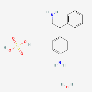molecular formula C14H20N2O5S B12783773 p-Amino-beta-phenylphenethylamine sulfate monohydrate CAS No. 116277-87-3