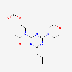 molecular formula C16H25N5O4 B12783823 Acetamide, N-(2-(acetyloxy)ethyl)-N-(4-(4-morpholinyl)-6-propyl-1,3,5-triazin-2-yl)- CAS No. 127375-14-8