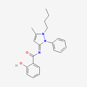 molecular formula C21H23N3O2 B12783828 Benzamide, N-(1-butyl-1,2-dihydro-5-methyl-2-phenyl-3H-pyrazol-3-ylidene)-2-hydroxy- CAS No. 96935-37-4