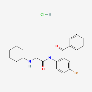 molecular formula C22H26BrClN2O2 B12784011 Acetamide, N-(2-benzoyl-4-bromophenyl)-2-(cyclohexylamino)-N-methyl-, monohydrochloride CAS No. 76938-21-1