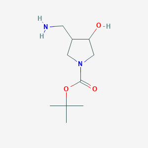 molecular formula C10H20N2O3 B1278403 Tert-butyl 3-(aminomethyl)-4-hydroxypyrrolidine-1-carboxylate CAS No. 773826-73-6