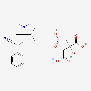 molecular formula C22H32N2O7 B12784117 Hexanonitrile, 4-(dimethylamino)-4,5-dimethyl-2-phenyl-, citrate CAS No. 14056-09-8