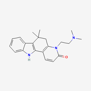molecular formula C21H25N3O B12784126 3H-Pyrido(3,2-a)carbazol-3-one, 4,5,6,11-tetrahydro-6,6-dimethyl-4-(2-(dimethylamino)ethyl)- CAS No. 127040-40-8