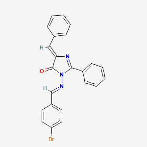 molecular formula C23H16BrN3O B12784145 4-Benzylidene-1-((p-bromobenzylidene)amino)-2-phenyl-2-imidazolin-5-one CAS No. 126293-23-0