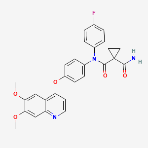 molecular formula C28H24FN3O5 B12784223 N-(4-(6,7-dimethoxyquinolin-4-yloxy)phenyl)-N-(4-fluorophenyl)cyclopropane-1,1-dicarboxamide 