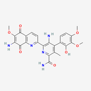 molecular formula C25H23N5O7 B12784249 Streptonigrin amide CAS No. 99520-46-4