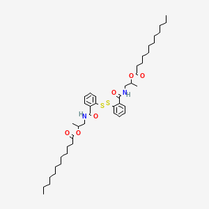 molecular formula C44H68N2O6S2 B12784253 2,2'-Dithiobis(N-(2-(lauroxyloxy)propyl)benzamide) CAS No. 78010-17-0