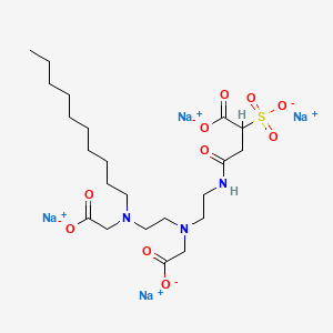 molecular formula C22H37N3Na4O10S B12784260 Butanoic acid, 4-((2-((carboxymethyl)(2-((carboxymethyl)decylamino)ethyl)amino)ethyl)amino)-4-oxo-2-sulfo-, tetrasodium salt CAS No. 71701-08-1