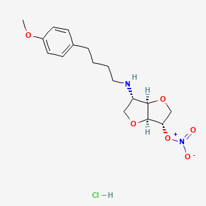 molecular formula C17H25ClN2O6 B12784274 [(3S,3aR,6S,6aS)-3-[4-(4-methoxyphenyl)butylamino]-2,3,3a,5,6,6a-hexahydrofuro[3,2-b]furan-6-yl] nitrate;hydrochloride CAS No. 81786-52-9