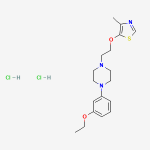 molecular formula C18H27Cl2N3O2S B12784275 Piperazine, 1-(3-ethoxyphenyl)-4-(2-((4-methyl-5-thiazolyl)oxy)ethyl)-, dihydrochloride CAS No. 136996-71-9