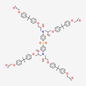 molecular formula C96H108N2O18S B12784278 2-Propanol, 1,1',1'',1'''-(sulfonylbis(4,1-phenylenenitrilo))tetrakis(3-(4-(1-methyl-1-(4-(oxiranylmethoxy)phenyl)ethyl)phenoxy)- CAS No. 146504-32-7