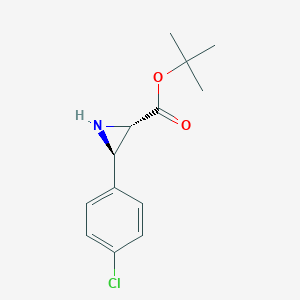 molecular formula C13H16ClNO2 B12784304 Tert-butyl (2S,3R)-3-(4-chlorophenyl)aziridine-2-carboxylate 