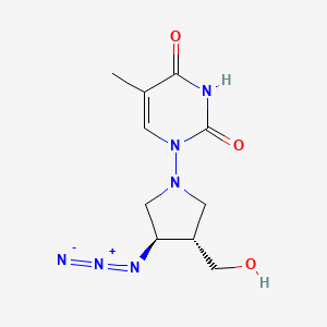 molecular formula C10H14N6O3 B12784308 2,4(1H,3H)-Pyrimidinedione, 1-(3-azido-4-(hydroxymethyl)-1-pyrrolidinyl)-5-methyl-, trans- CAS No. 145828-67-7