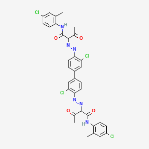molecular formula C34H28Cl4N6O4 B12784336 Butanamide, 2,2'-((3,3'-dichloro(1,1'-biphenyl)-4,4'-diyl)bis(azo))bis(N-(4-chloro-2-methylphenyl)-3-oxo- CAS No. 53815-04-6