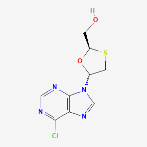 molecular formula C9H9ClN4O2S B12784435 1,3-Oxathiolane-2-methanol, 5-(6-chloro-9H-purin-9-yl)-, (2R-trans)- CAS No. 145986-34-1