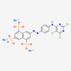 molecular formula C20H9Cl3N5Na3O9S3 B12784480 1,3,5-Naphthalenetrisulfonic acid, 7-((4-((2,5,6-trichloro-4-pyrimidinyl)amino)phenyl)azo)-, trisodium salt CAS No. 72927-95-8