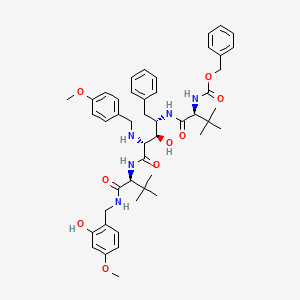 molecular formula C47H61N5O9 B12784498 L-Valinamide, N4-(3-methyl-N-((phenylmethoxy)carbonyl)-L-valyl)-4-amino-2,4,5-trideoxy-2-(((4-methoxyphenyl)methyl)amino)-5-phenyl-L-lyxonoyl-N-((2-hydroxy-4-methoxyphenyl)methyl)-3-methyl- CAS No. 169305-68-4