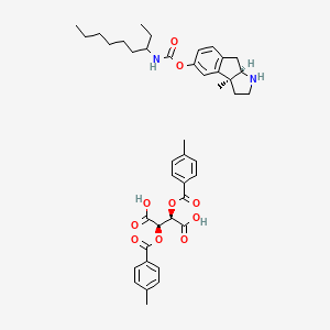 molecular formula C42H52N2O10 B12784589 [(3aR,8bS)-8b-methyl-2,3,3a,4-tetrahydro-1H-indeno[2,1-b]pyrrol-7-yl] N-nonan-3-ylcarbamate;(2R,3R)-2,3-bis[(4-methylbenzoyl)oxy]butanedioic acid CAS No. 139973-20-9
