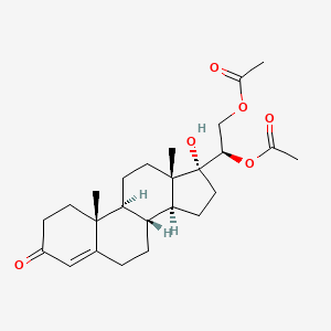 molecular formula C25H36O6 B12784720 Pregn-4-en-3-one, 20,21-bis(acetyloxy)-17-hydroxy-, (20R)- CAS No. 6424-28-8