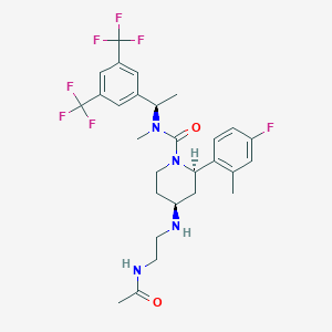 molecular formula C28H33F7N4O2 B12784763 Casopitant metabolite M31 CAS No. 921207-33-2