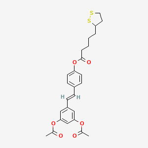 molecular formula C26H28O6S2 B12784906 Diacetylresveratryl thioctate CAS No. 1082892-39-4