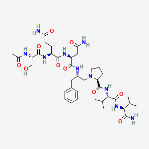 molecular formula C38H60N10O10 B12784924 L-Valinamide, 1-(2-((N2-(N2-(N-acetyl-L-seryl)-L-glutaminyl)-L-asparaginyl)amino)-3-phenylpropyl)-L-prolyl-L-valyl-, (S)- CAS No. 121849-98-7