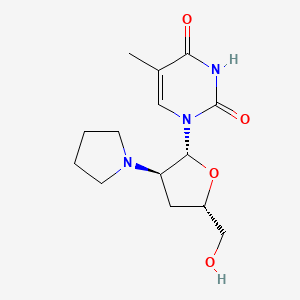 molecular formula C14H21N3O4 B12784934 Uridine, 2',3'-dideoxy-5-methyl-2'-(1-pyrrolidinyl)- CAS No. 134935-06-1