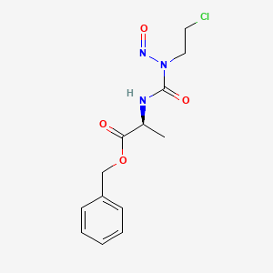 molecular formula C13H16ClN3O4 B12784975 Alanine, N-((2-chloroethyl)nitrosocarbamoyl)-, benzyl ester, L- CAS No. 96408-99-0