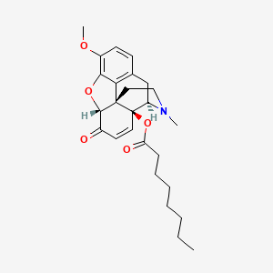 molecular formula C26H33NO5 B12784984 Codeinone, 14-hydroxy-, octanoate CAS No. 1107-74-0