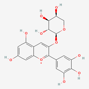 molecular formula C20H19O11+ B12784999 Delphinidin 3-arabinoside cation CAS No. 324533-67-7