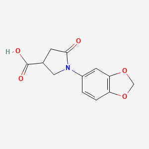 molecular formula C12H11NO5 B1278503 1-(1,3-Benzodioxol-5-yl)-5-oxopyrrolidine-3-carboxylic acid CAS No. 133748-06-8