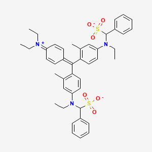 molecular formula C43H48N3O6S2- B12785081 Hydrogen (4-((4-(diethylamino)phenyl)(4-(ethyl(sulphonatobenzyl)amino)-o-tolyl)methylene)-3-methylcyclohexa-2,5-dien-1-ylidene)(ethyl)(sulphonatobenzyl)ammonium CAS No. 73215-38-0