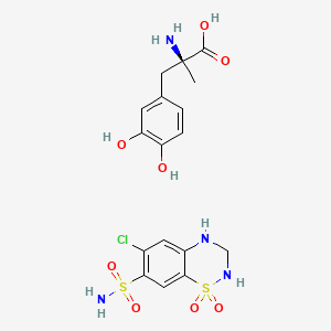 molecular formula C17H21ClN4O8S2 B12785095 Methyldopa and hydrochlorothiazide CAS No. 69136-74-9