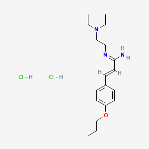 molecular formula C18H31Cl2N3O B12785227 Dichlorure de N-(diethylamino-2 ethyl)propoxy-4 cinnamamidinium dihydrate [French] CAS No. 125575-18-0