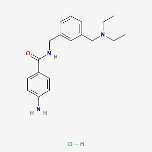 molecular formula C19H26ClN3O B12785230 Benzamide, p-amino-N-(m-((diethylamino)methyl)benzyl)-, hydrochloride CAS No. 84227-75-8