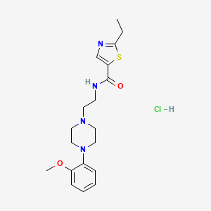 molecular formula C19H27ClN4O2S B12785285 5-Thiazolecarboxamide, 2-ethyl-N-(2-(4-(2-methoxyphenyl)-1-piperazinyl)ethyl)-, hydrochloride CAS No. 50831-97-5