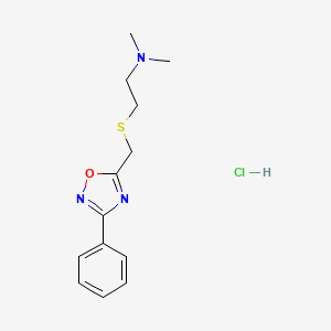 molecular formula C13H18ClN3OS B12785297 Ethanamine, N,N-dimethyl-2-(((3-phenyl-1,2,4-oxadiazol-5-yl)methyl)thio)-, monohydrochloride CAS No. 61560-23-4