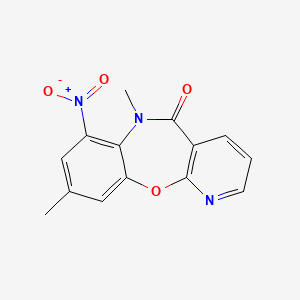 molecular formula C14H11N3O4 B12785301 6,9-Dimethyl-7-nitro-pyrido(2,3-b)(1,5)benzoxazepin-5(6H)-one CAS No. 140413-29-2
