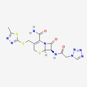 molecular formula C14H15N9O3S3 B12785362 Cefazolinamide CAS No. 2410652-70-7