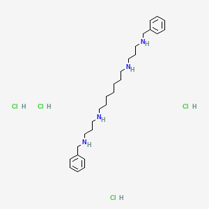 molecular formula C27H48Cl4N4 B12785402 1,7-Heptanediamine, N,N'-bis(3-((phenylmethyl)amino)propyl)-, tetrahydrochloride CAS No. 131275-14-4