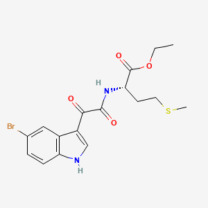 molecular formula C17H19BrN2O4S B12785408 Methionine, N-((5-bromo-3-indolyl)oxalyl)-, ethyl ester CAS No. 117196-96-0