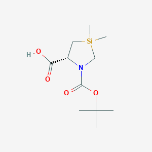 molecular formula C11H21NO4Si B1278542 (R)-1-(tert-butoxycarbonyl)-3,3-dimethyl-1,3-azasilolidine-5-carboxylic acid CAS No. 268224-29-9