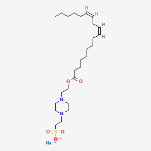 molecular formula C26H47N2NaO5S B12785464 Sodium piperazinoethyl linoleate ethylsulfonate CAS No. 457064-49-2